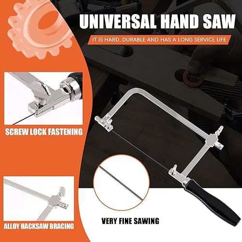 Miniatura 3 de Tanstic Kit de marco de sierra de joyería de 15 piezas con cuchillas, juego de abrazaderas de pasador de banco, pasador de banco con ranura en V,