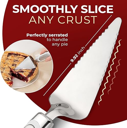 Miniatura 4 de Orblue Servidor para tartas, herramienta esencial de cocina, dentada en ambos lados, ideal para chef diestro o zurdo, cubiertos de acero inoxidable,