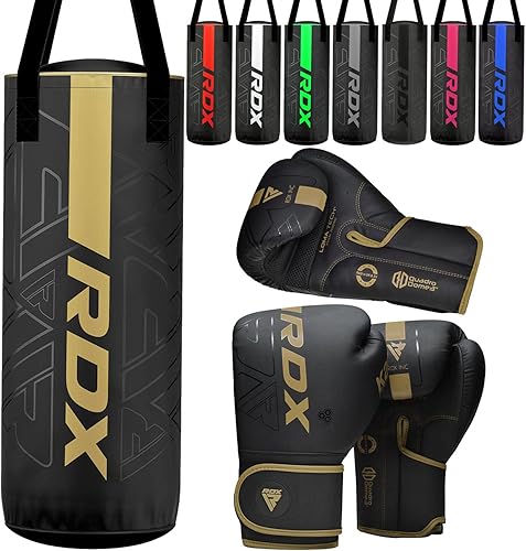 RDX Saco de boxeo para niños de 2 pies con guantes de perforación, juego de boxeo relleno pesado Kara de cuero maya sin desgarros, bolsa colgante