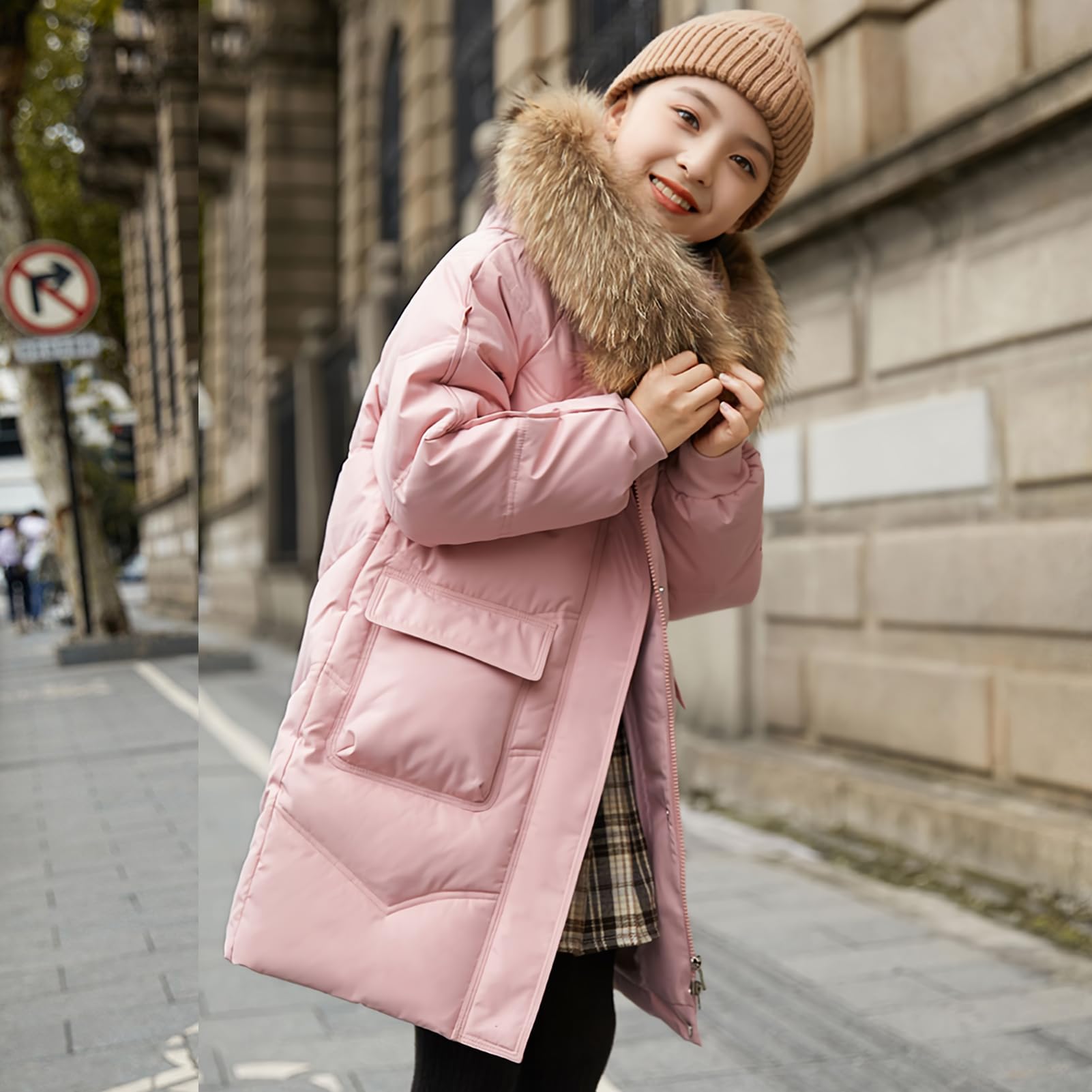 Cappotto Bambina con Cappuccio Giubbotto Tranpuntato Ragazza Giacca Piumino Caldo per Inverno
