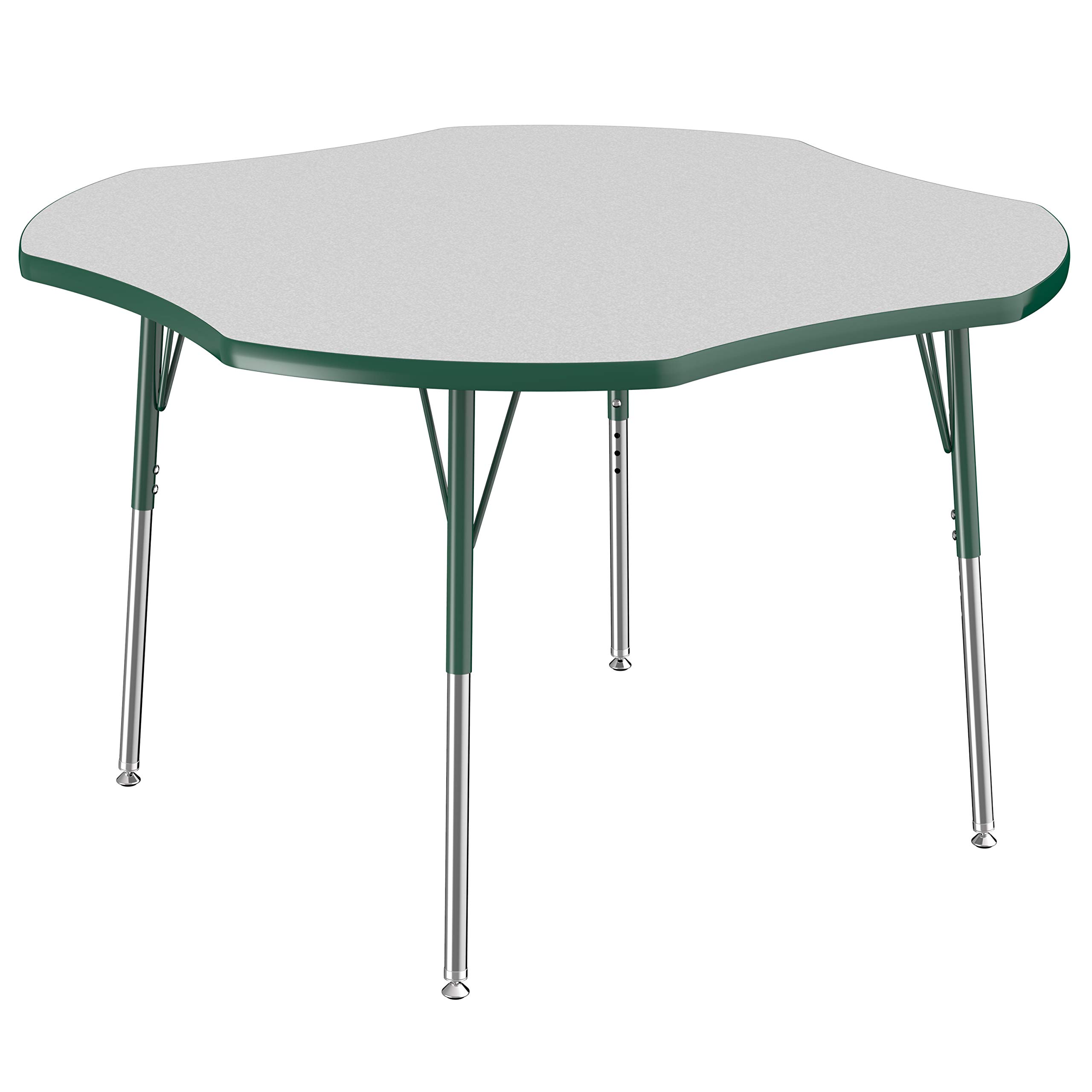 FDP Clover Activity School and Office Table (48 x 48 inch), Standard Legs with Swivel Glides for Collaborative Seating Environments, Adjustable Height