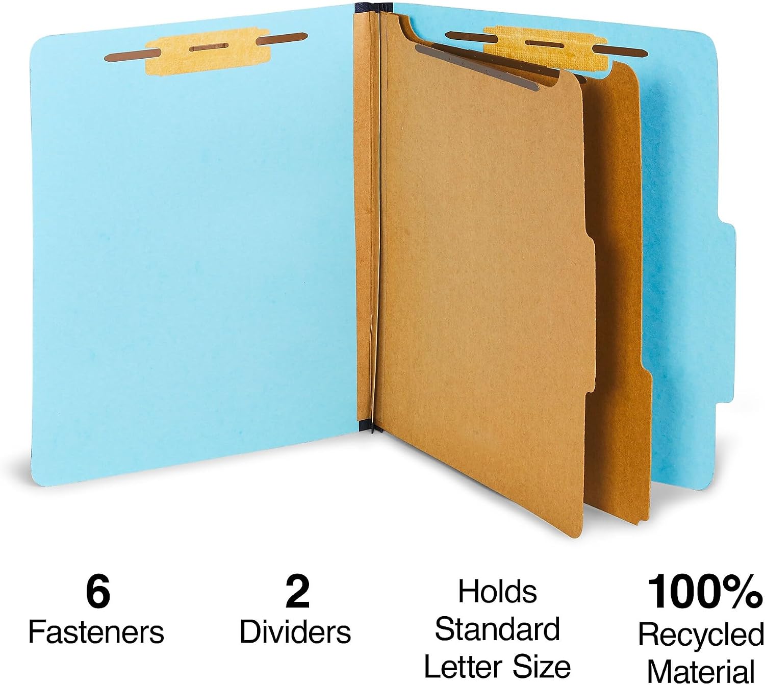 Staples Recycled Classification Folder, Letter Size, 2 Partitions, Blue Pressboard, Durable Construction, 20/Box
