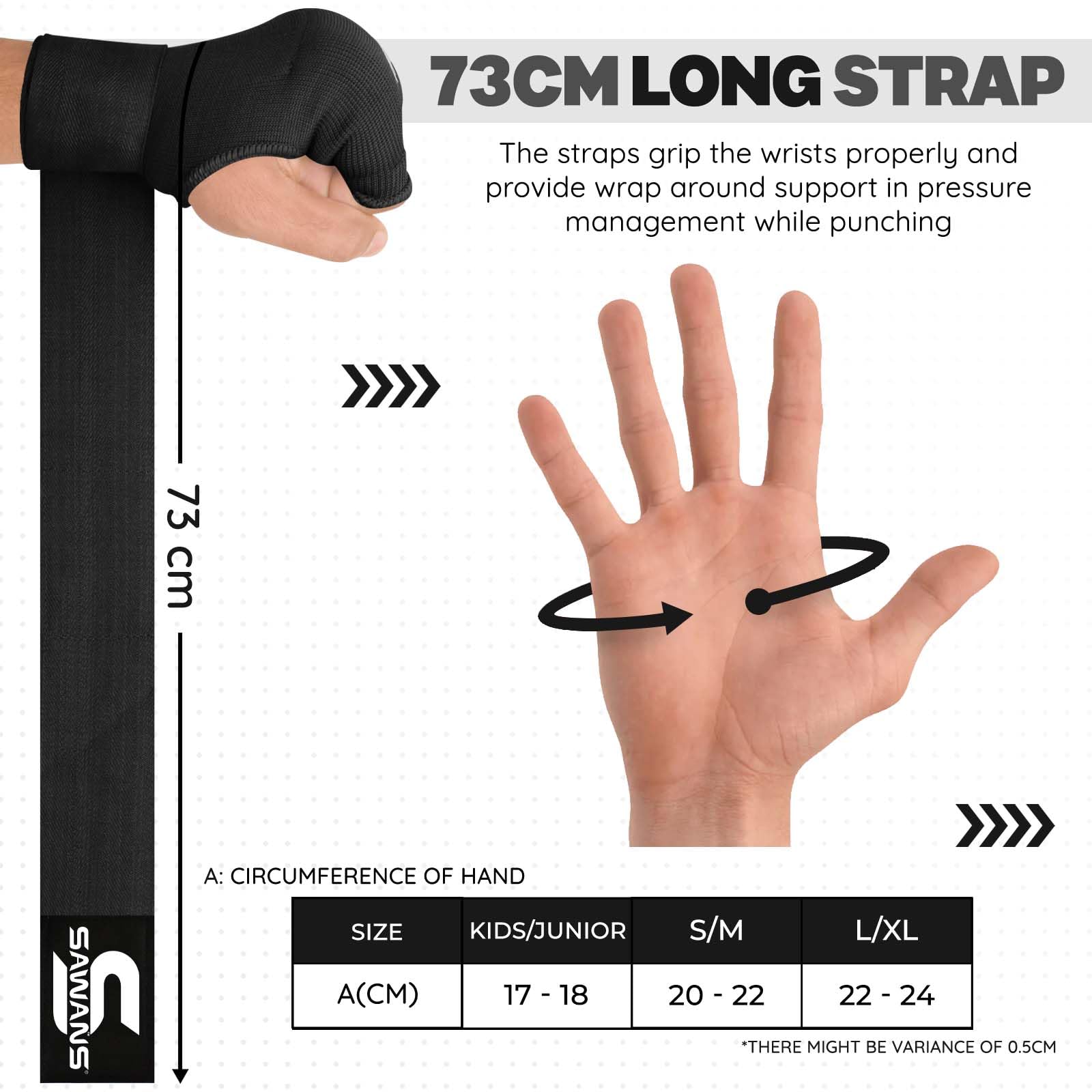 SAWANS Guanti da Boxe per la Protezione delle Mani Lunghe Cinghie da Polso Elastici Imbottiti Guanti da Combattimento per Borsa da Colpo Guanti da Boxe Gel per Muay Thai