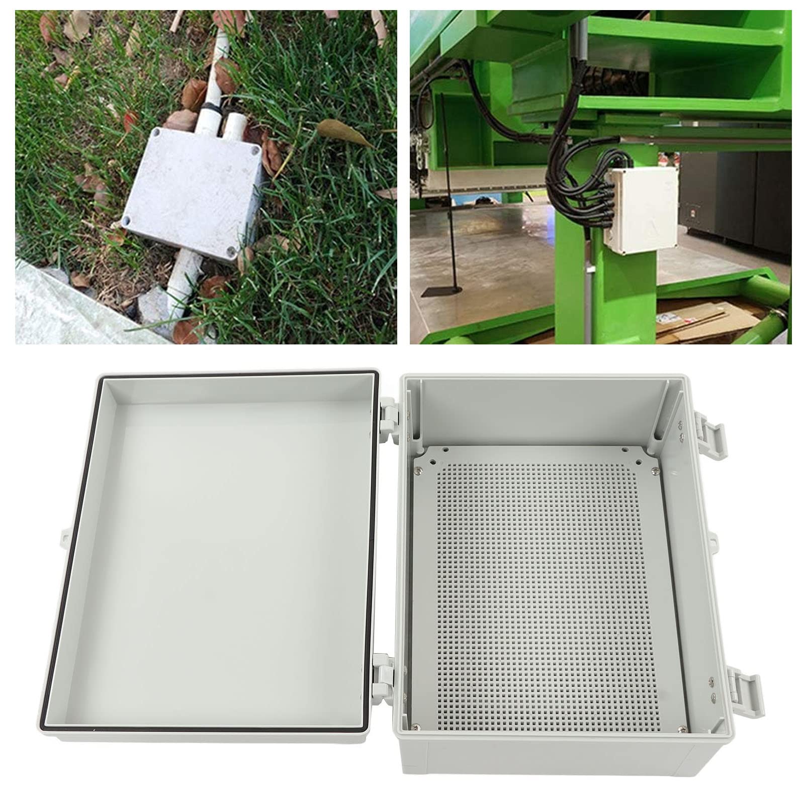 Junction Box impermeabile IP67 cardini elettriche, scatola elettrica per giardino Abs grigio 15,7 x 11,8 x 6,7 pollici