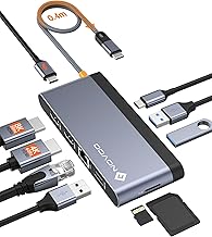 NOVOO USB C Docking Station, 10-in-1 USB C Dock Dual 4K@60Hz, Single 8K@30Hz HDMI, Gigabit Ethernet, 100W PD, 4 USB A+C Data Ports, SD/TF, USB C Hub Dual Monitor for Windows Laptop, MacBook