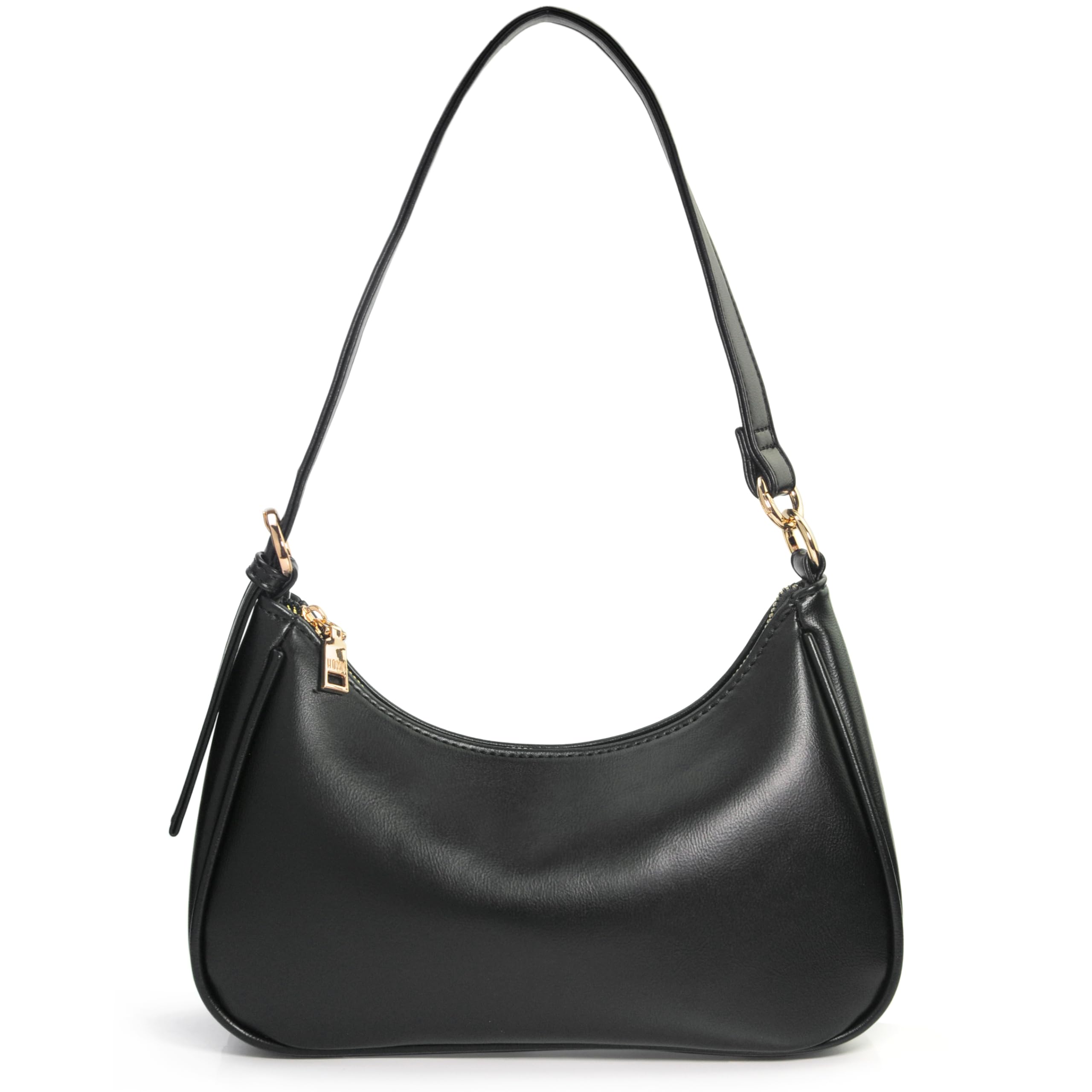 Women's Crescent Shoulder Bag Vegan Leather Chain Cross body bag Convertible Handbag (Black)