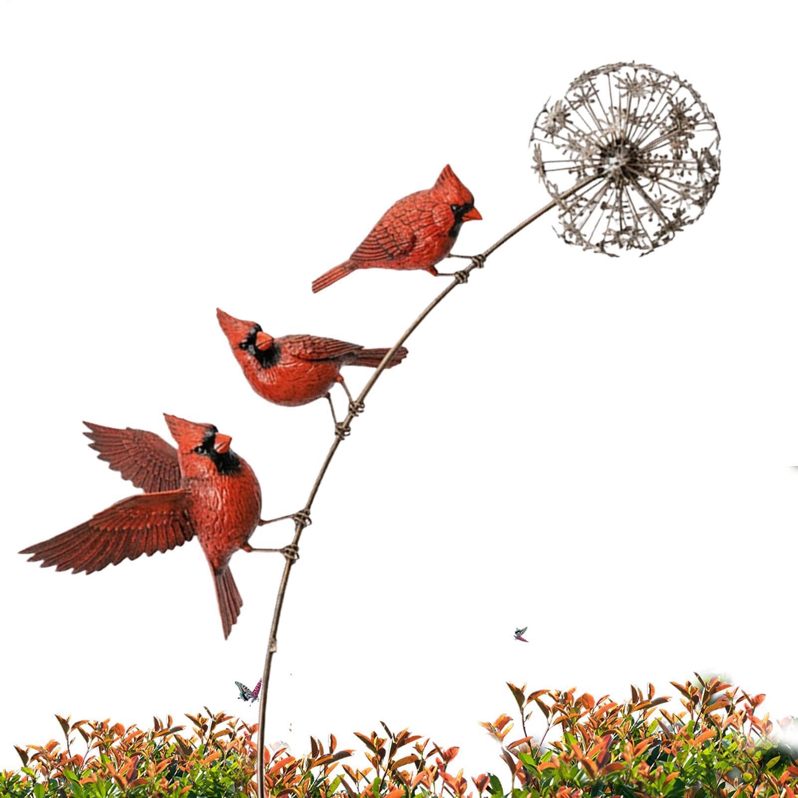 Decoración de jardín de metal con petirrojos para embellecer aceras y exteriores