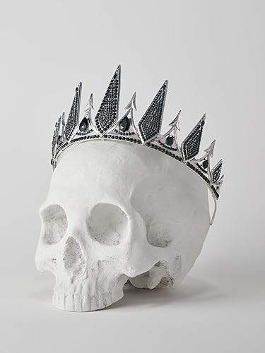 Miniatura 5 de SWEETV Coronas góticas para mujer, tiara negra, corona de reina, accesorios para el cabello de bruja para disfraz de Halloween, fiesta de