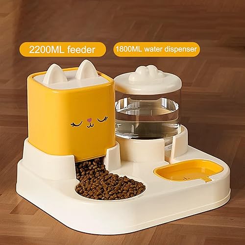 Miniatura 9 de Comedero y dispensador de agua para gatos – Lindo dispensador de agua para perros de gran capacidad | Juego de comida y cuencos, estación de