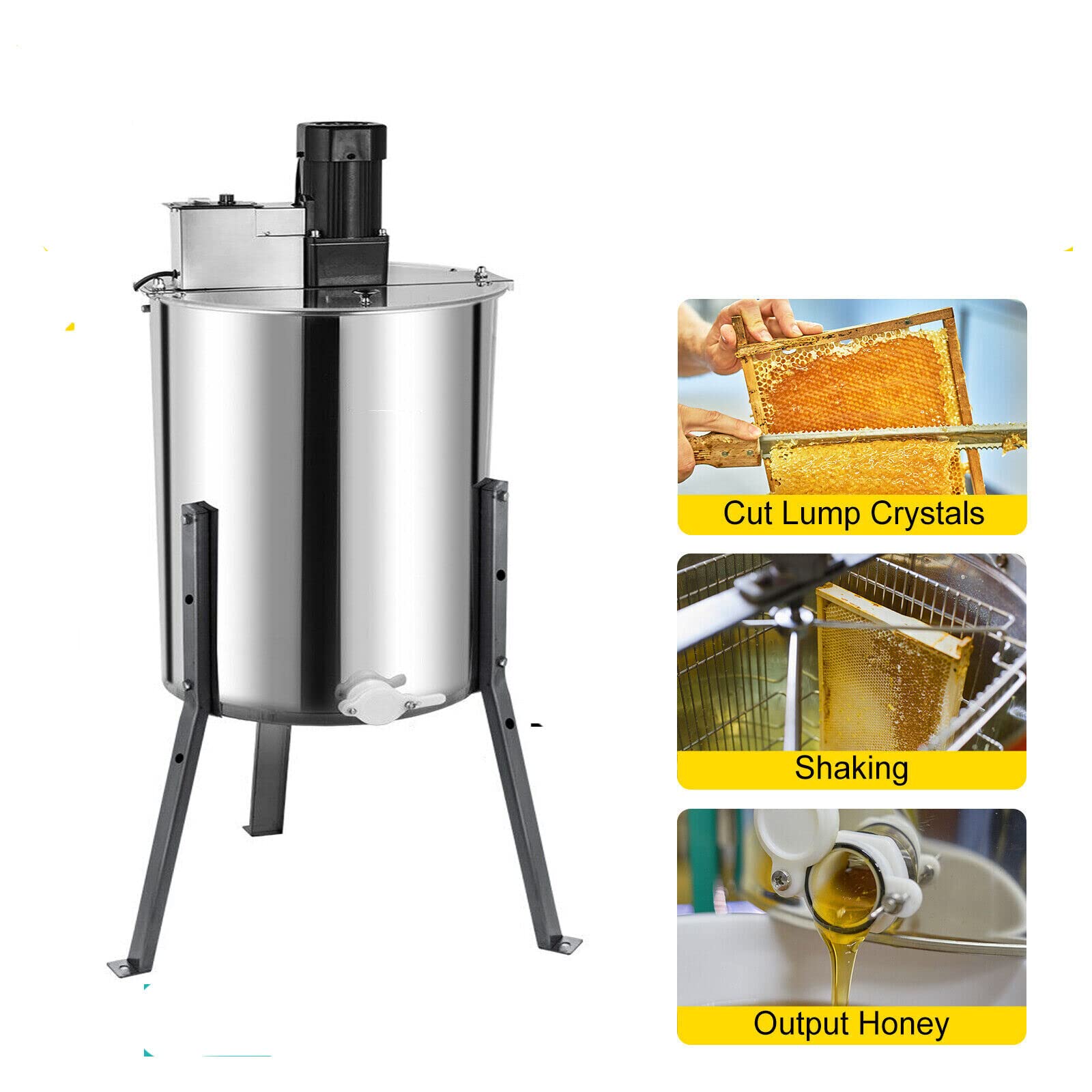 Extractor de miel eléctrico de acero inoxidable, 4 marcos, extractor de miel, extractor de nido de abeja eléctrico Apicultura AC 220V 140W