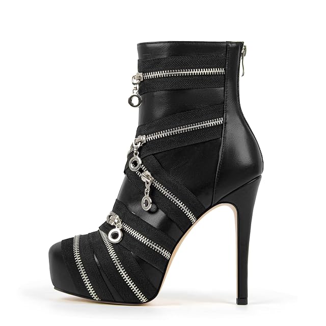 richealnini Womens Peep Toe Platform Stiletto High Heel Ankle Boots