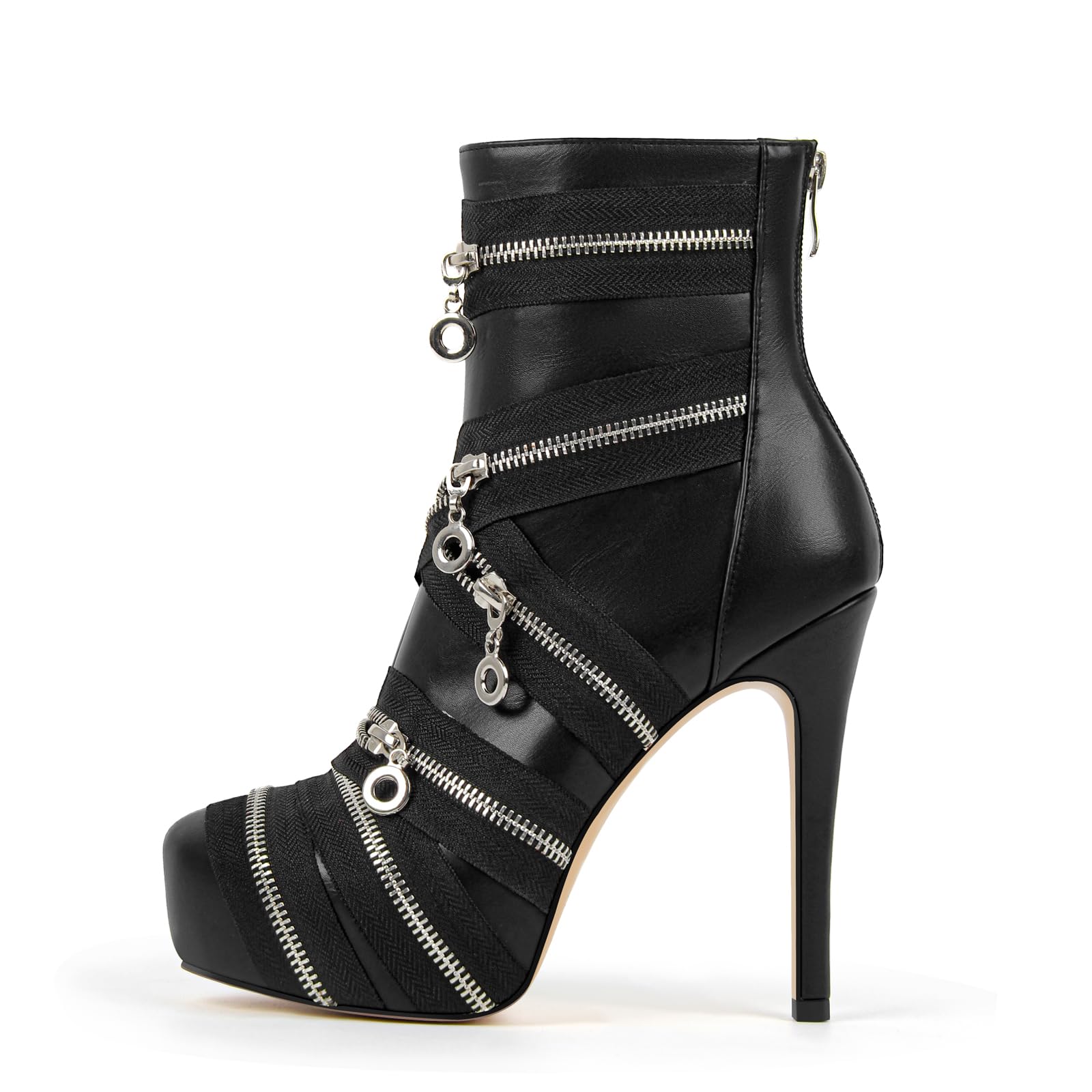 richealnini Womens Peep Toe Platform Stiletto High Heel Ankle Boots