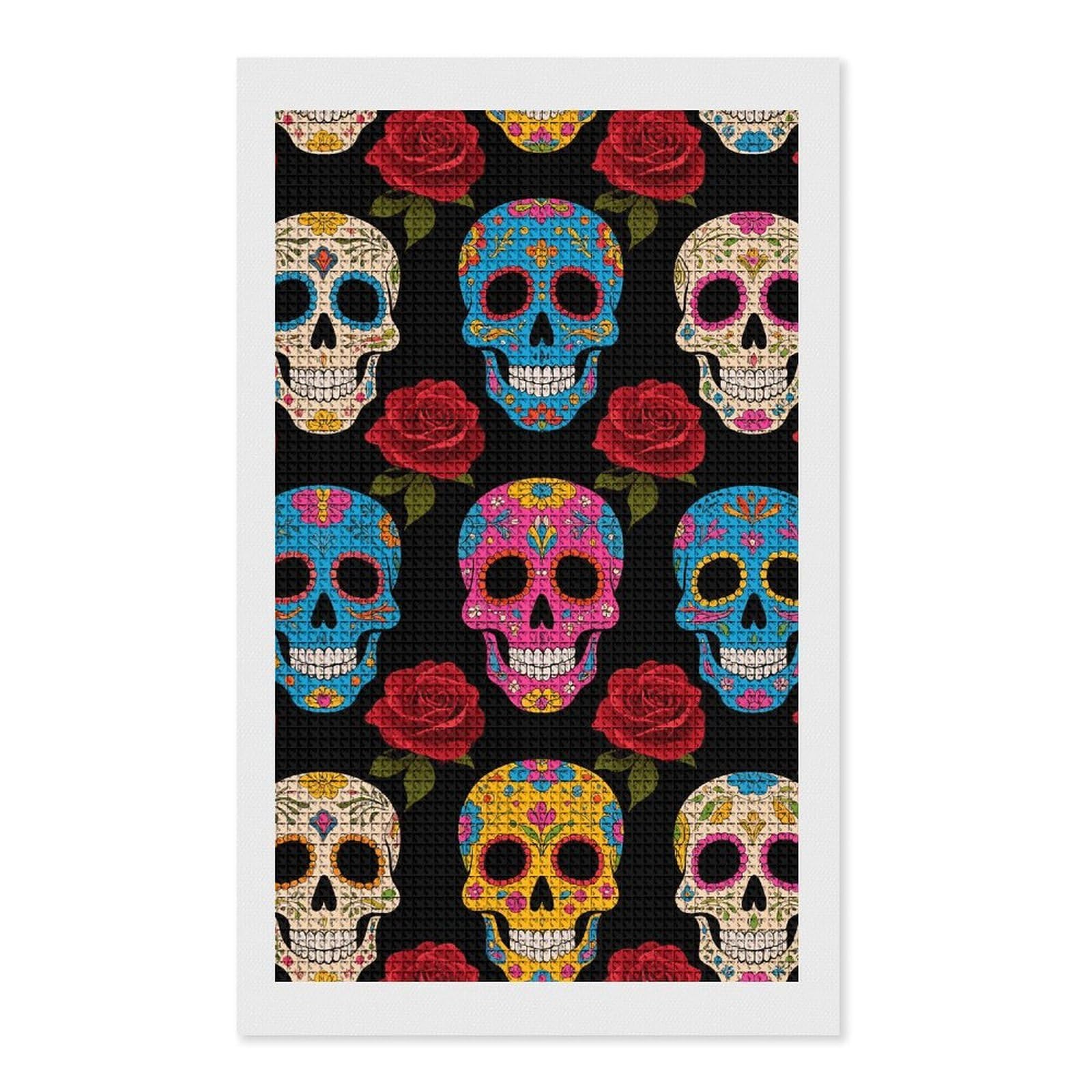 FodPand Sugar Skulls 5D Diamond Painting Kits for Adults Beginners Full Drill Square Diamond Dots Pictures Gem Art Supplies for Home Wall Room Decoration DIY Craft Set Gift 12x20