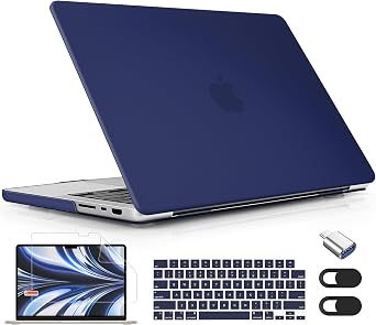 for MacBook Pro 16 inch Case M1 M2 M3 M4 M5 Pro/Max with Liquid Retina XDR, Release 2021-2025 2026 A3429 A3428, Hard Shell Case with Screen Protector & Keyboard Cover, Matte Navy Blue
