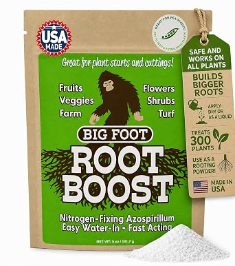 Big Foot Probiotic Root Boost Water Soluble Powder for Established Plants and Transplants - Grow Root Size, Increase Nitrogen, Grow New Plants from Cuttings, Pea Inoculant - 5 Ounces