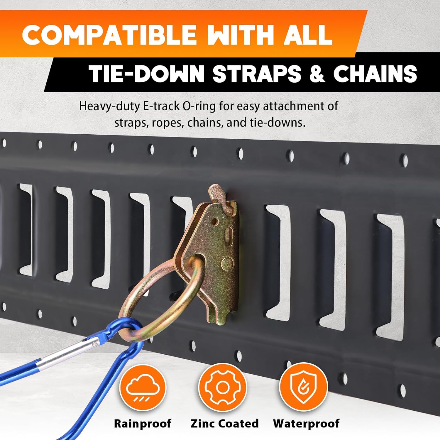 20PCS Heavy Duty E-Track O Ring Tie-Down Anchors | Steel E Track Tie Down Anchors to Secure Cargo in Enclosed/Flatbed Trailers, Trucks, Pickup, Vans, E-Track Tie Down O Ring