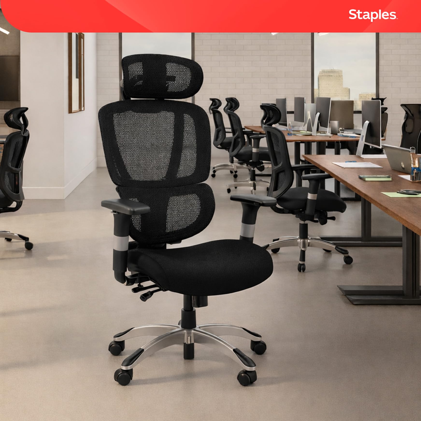 STAPLES Hyken Pro Ergonomic Mesh Task Chair with Lumbar Support