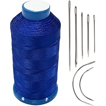 Haobase Bonded Nylon Sewing Thread 1500 Yard T70#69 for Leather, Bag, Shoes, Canvas, Upholstery with Sewing Needles Kit Blue