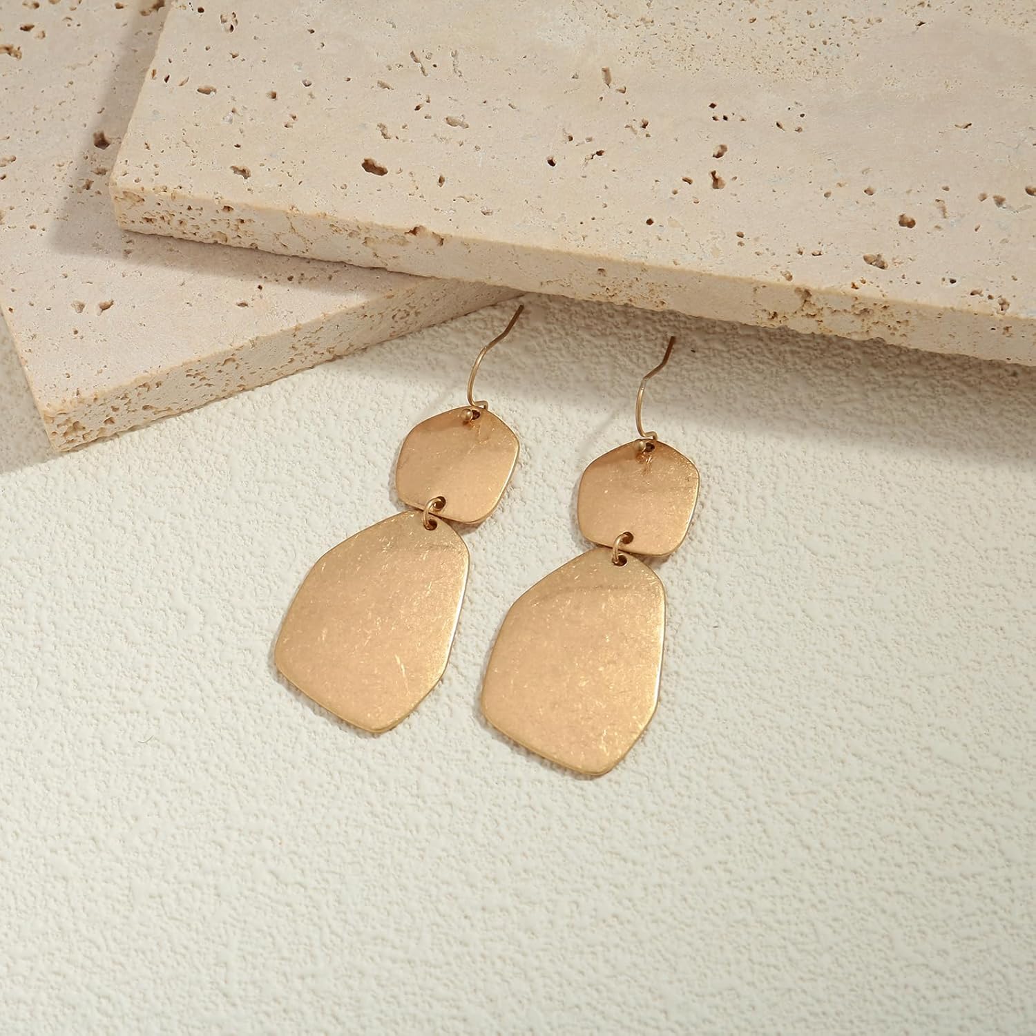 Gold Dangle Earrings for Women Trendy Vintage Gold Chunky Geometric Drop Hypoallergenic Statement Earrings for Vacation - Image 5