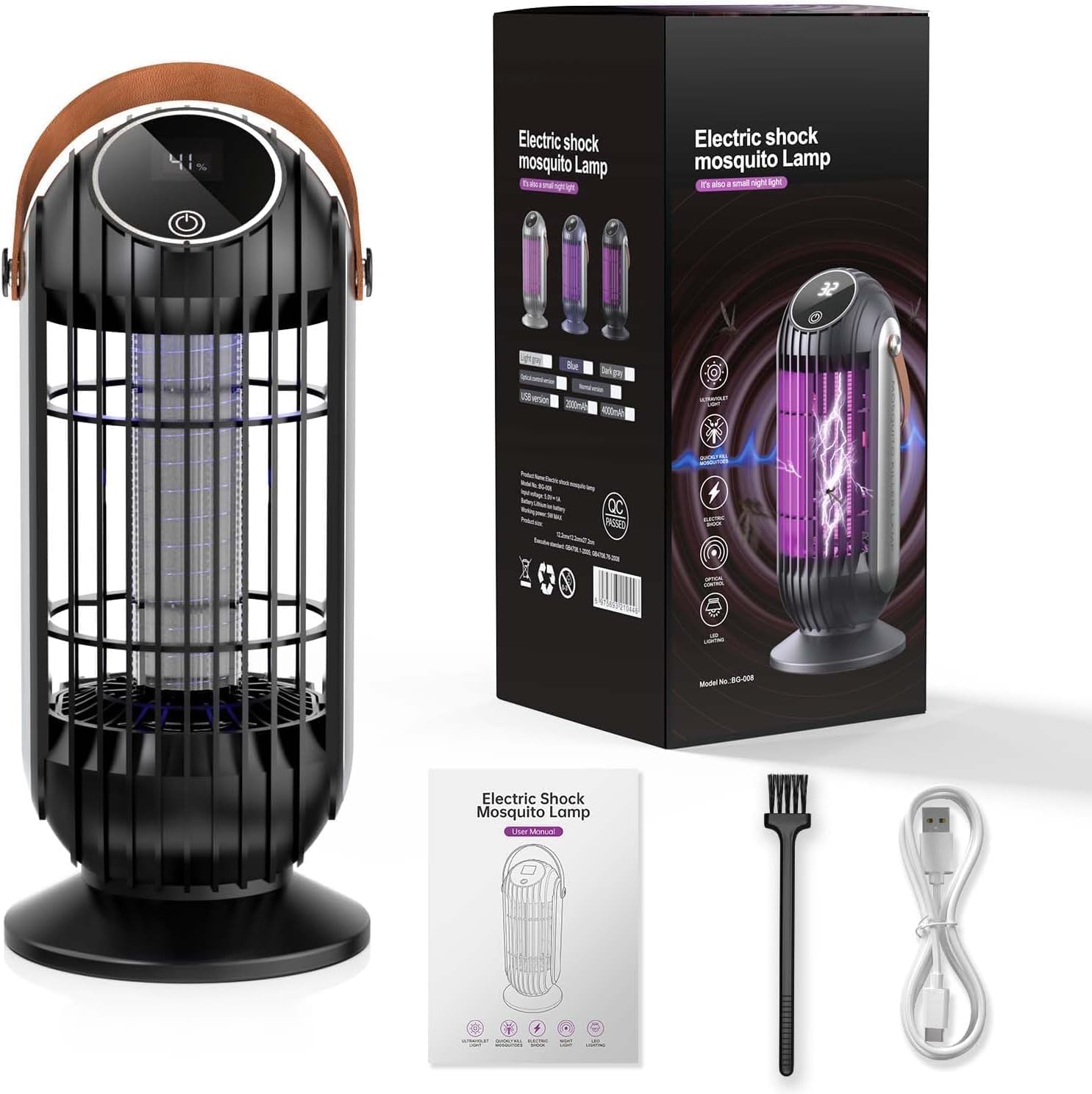 Insektenvernichter Elektrisch, 4 Modi 2000V Mückenfalle, 4000mAh USB Mückenlampe 395nm UV Insektenfalle Insektenlampe Moskito Killer Lampe Elektrische Fliegenfalle Innenbereich für Aussen