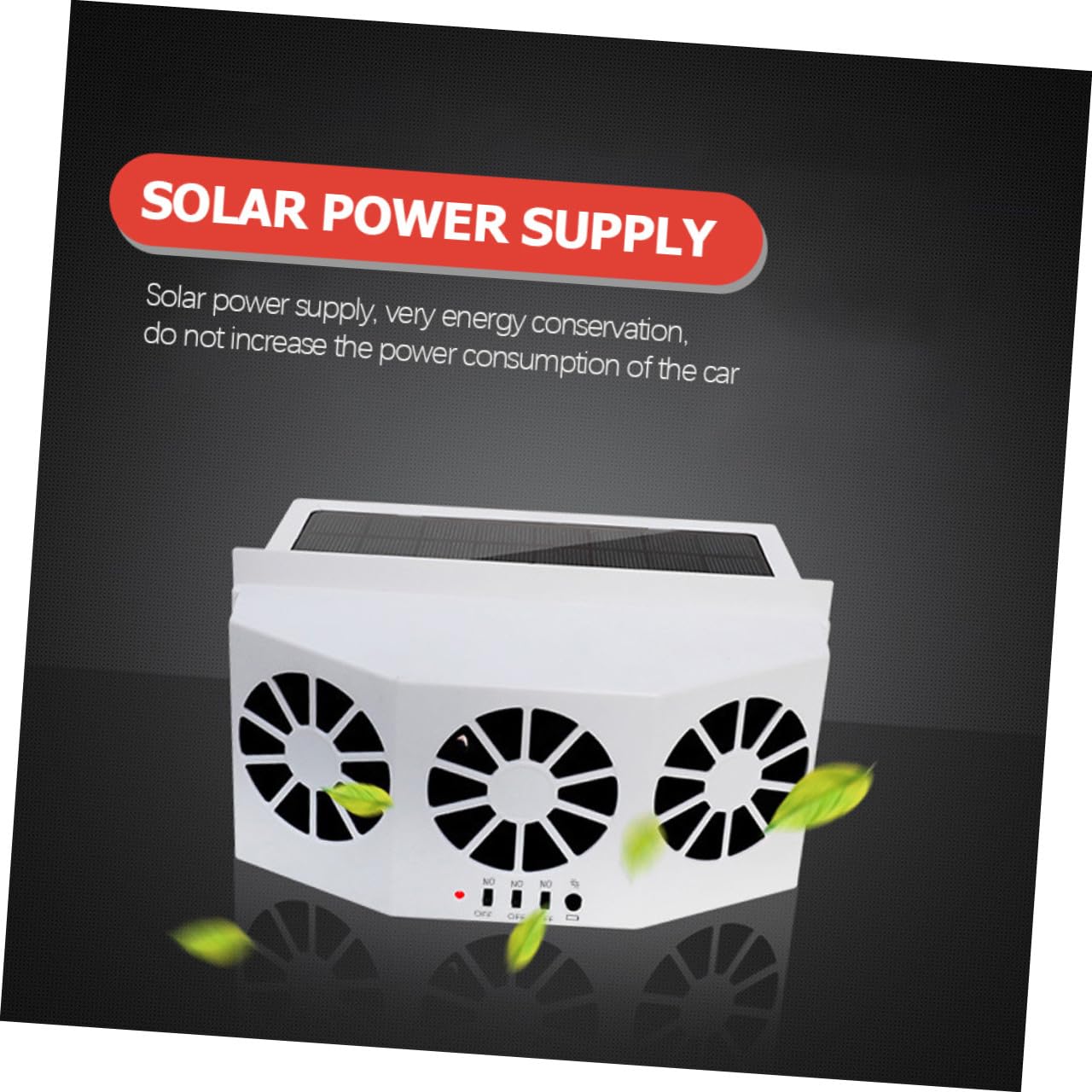 Ventilatore di Raffreddamento per Auto Solare 1200mah Bianco Abs