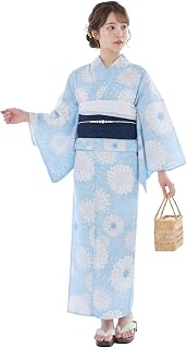 [NISHIORI] 浴衣 套装 女士 两部分式 可选浴衣 褶皱兵儿带 2件套 成熟可爱 优雅 花朵图案 夏祭 烟花大会