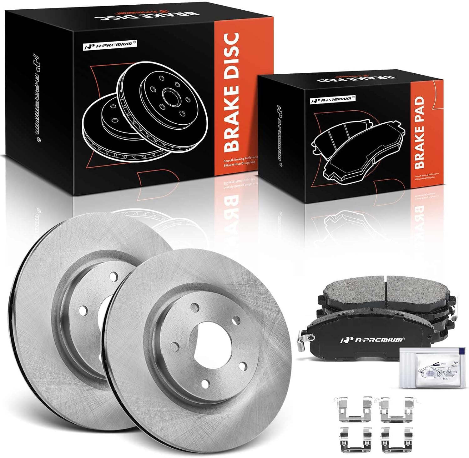 A-Premium 11.65 inch (296mm) Front Vented Disc Brake Rotors + Ceramic Pads Kit Compatible with Select Nissan Models - Sentra 2017, Juke 2011-2017, 6-PC Set