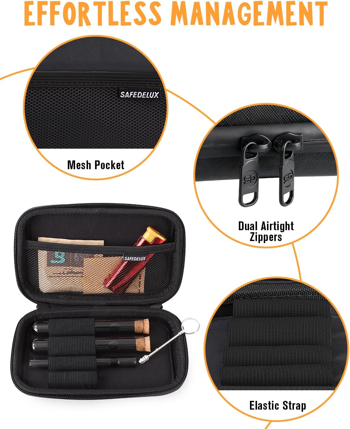 Carbon Lined Travel Case Accessory, Water Resistant Portable Storage Case with Glass Accessories, Tubes & Tips Included, On-The-Go Organizer for Travel, Home Use & Gift Giving - Image 3