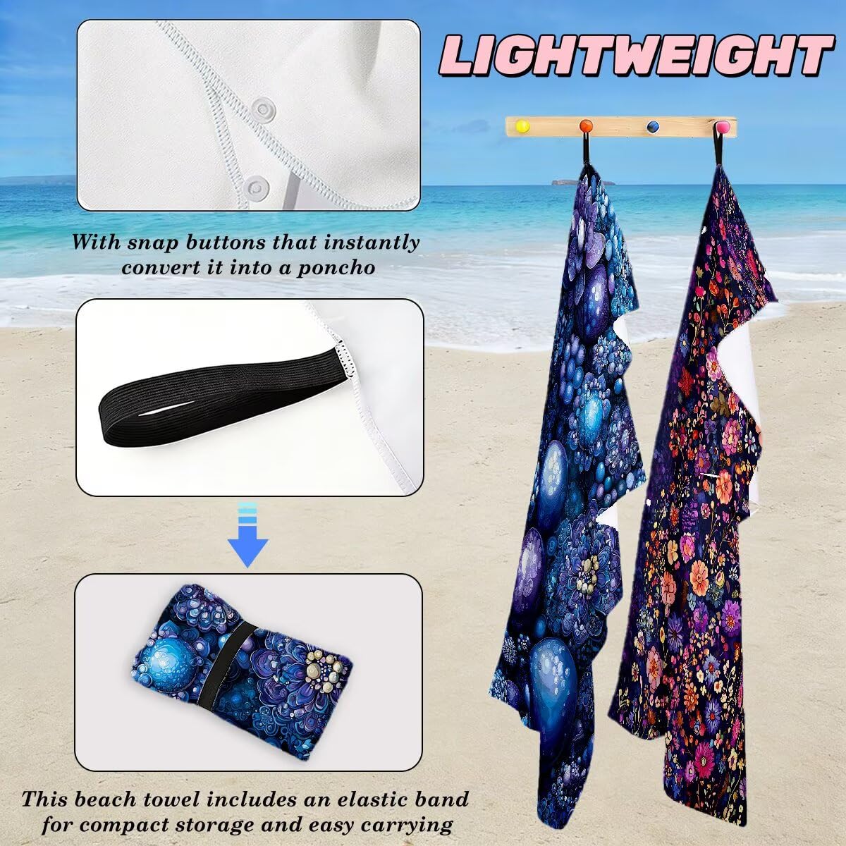 Toalla Playa 100x220 cm, Toalla Gimnasio Microfibra Secado Rapido, Juego de 2 Antiarena Toallas de Playa, Ligera Compacta Toallas Microfibra Grande para Viaje, Regalo Hombre Regalo Mujer (Rural) -5023