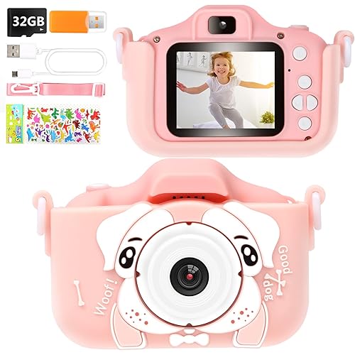 Phankey Kids Camera for Girls, 20MP1080P Digital Camera for Toddler 3 4 5 6 7 8 Year Old with 32GB Card,Soft Silicone Shockproof Case, Great Gift for Girls(Pink)