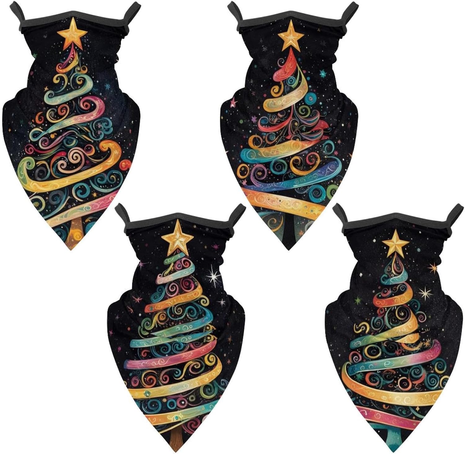 4 Pack Christmas 1_78 Neck Gaiter Face Cover Scarffor Skiing Fishing Hiking Cycling