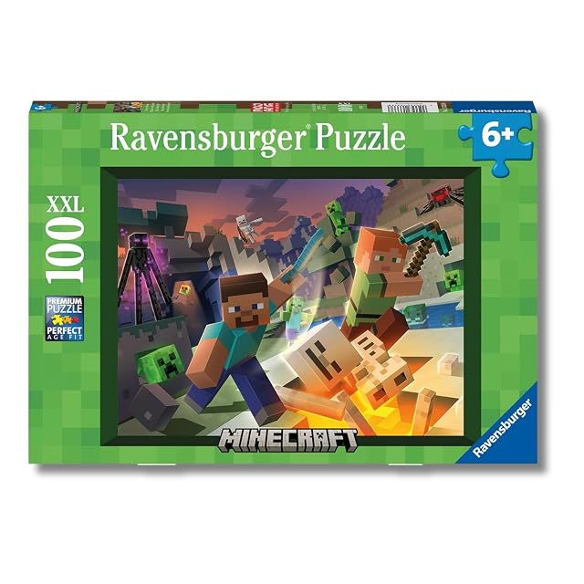 Ravensburger - Minecraft, Puzzle niños 6 años, PuzzlePuzzle 100 Piezas XXL