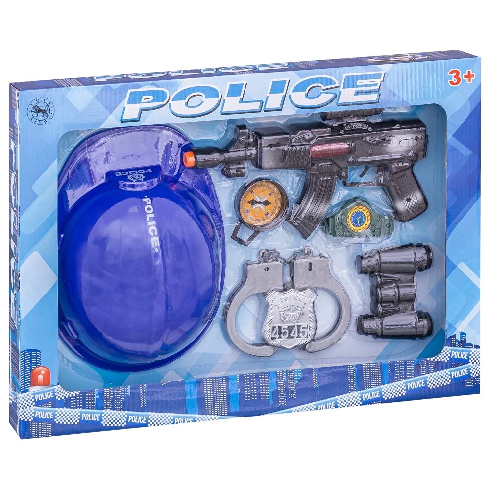 JUINSA 700645 Police Set with Helmet Box 44 x 32 x 8, Multicoloured