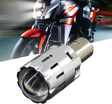 BA20D LED Motorcycle Headlight Bulb,6000K Cool White with Projector Lens,42W 4800LM Super Bright High Low Beam,S2 Bulb for Motorcycle,Plug and Play, Pack of 1