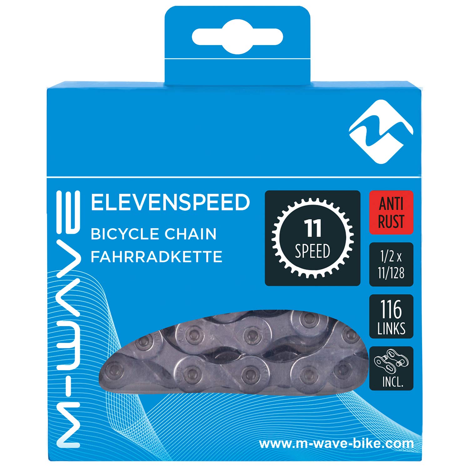 M-Wave Chaîne de vélo pour 1-6-7-8-9-10-11 Vitesses avec revêtement antirouille et maillons de Verrouillage