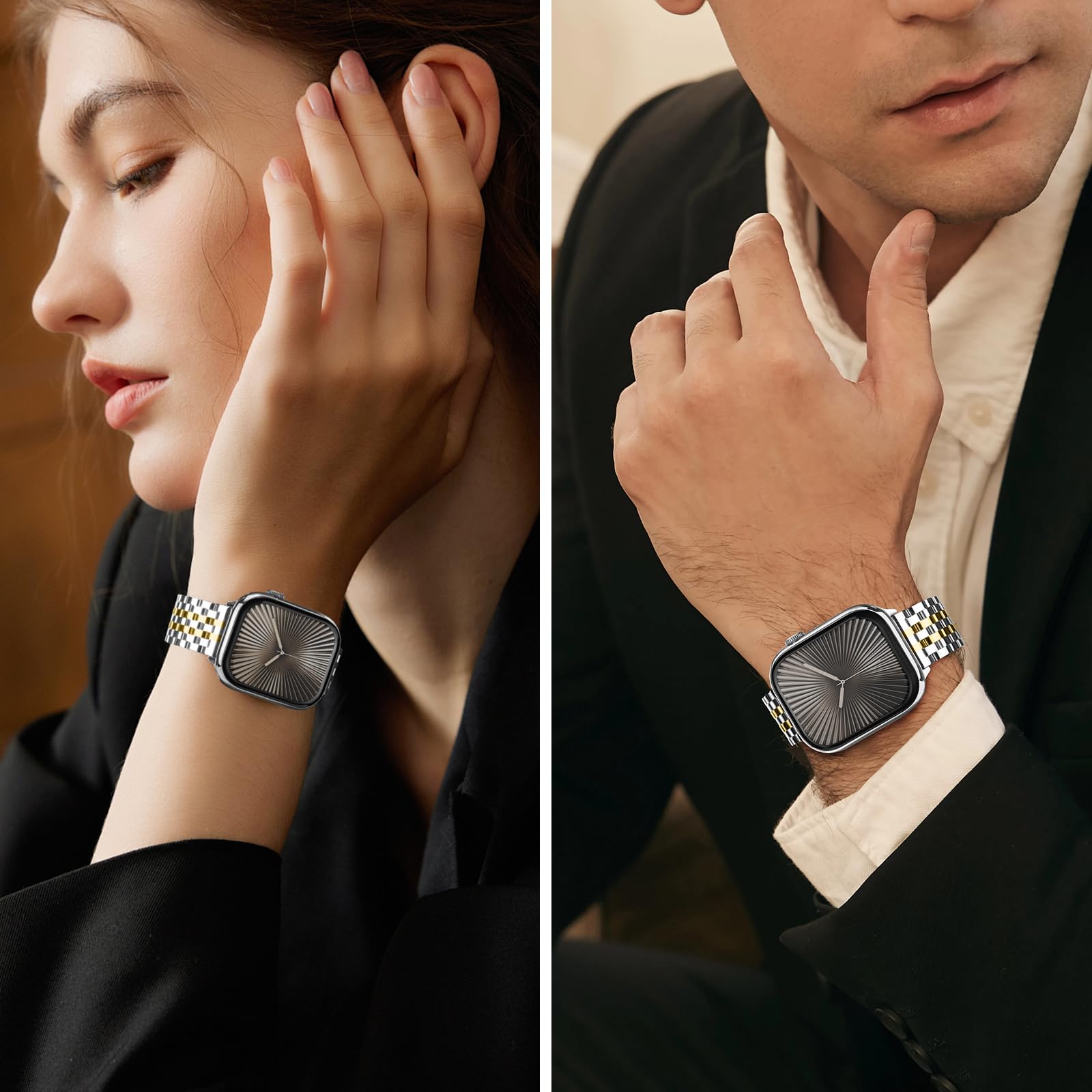 Tasikar Metalowy pasek do zegarka kompatybilny z Apple Watch 49 mm, 46 mm, 45 mm, 44 mm, 42 mm, 41 mm, 40 mm, 38 mm, wymienny pasek ze stali nierdzewnej do zegarka iWatch Ultra SE, serii 10, 9, 8, 7