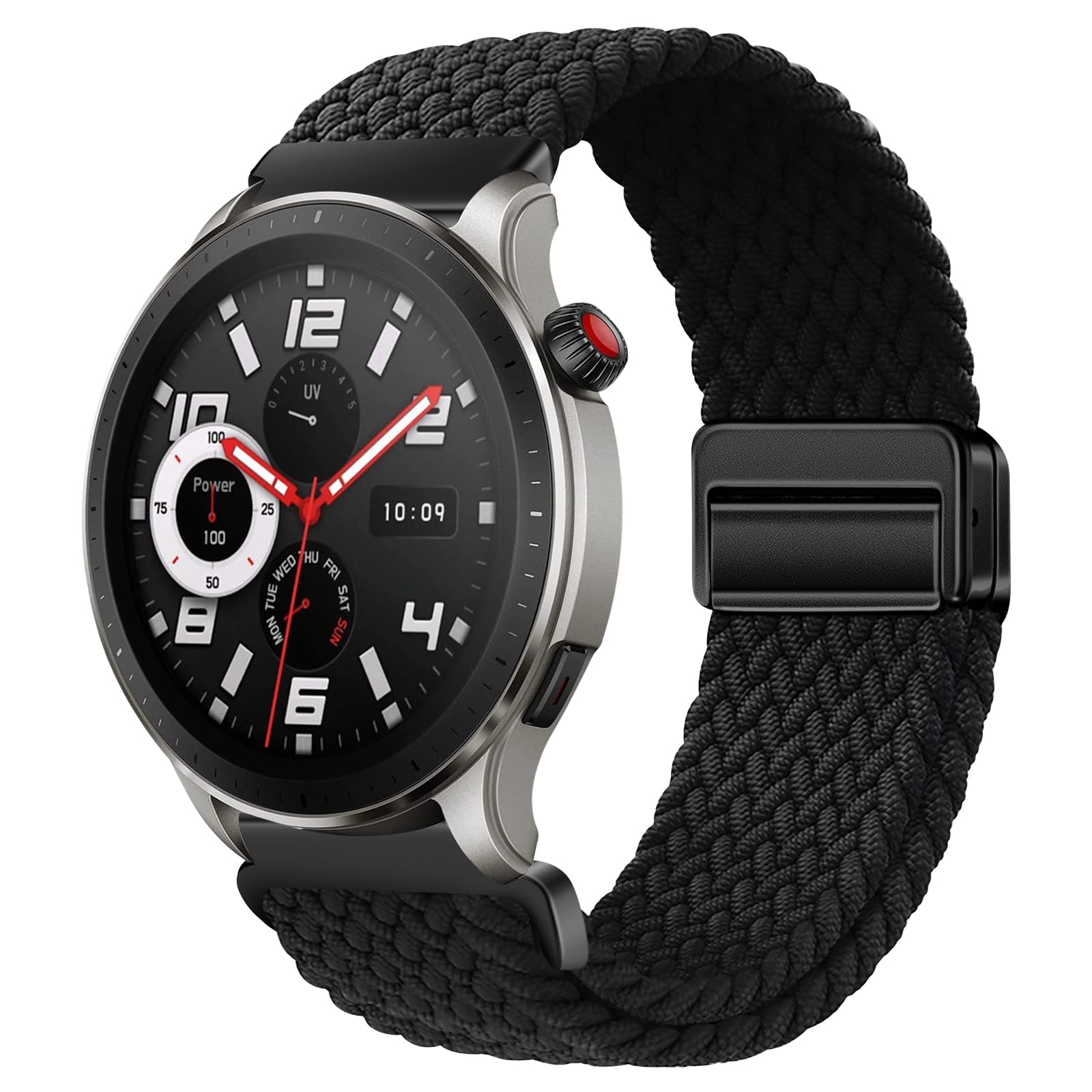 Bracelet Métal Maille Acier Inoxydable Pour Amazfit GTR 4, GTR 3, GTR 3 Pro, GTR 2 - Élégant Et Robuste (Noir)