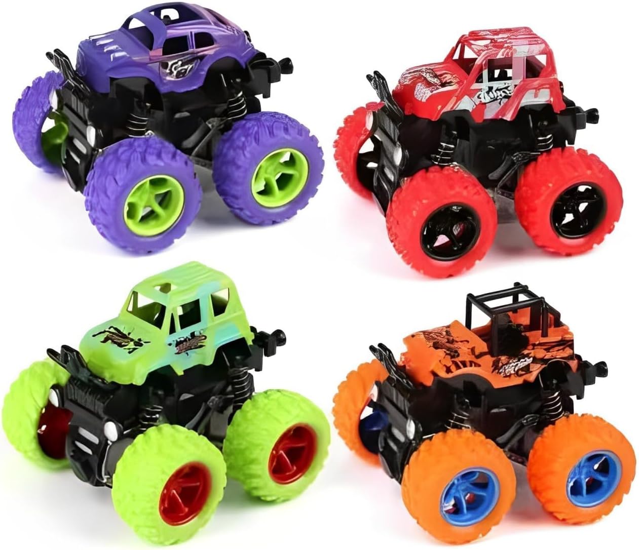 Monster Trucks, Friction Powered Monster Car Toys for Boys 2-8 Years Old, Durable High-Density Alloy and Non-Toxic Plastic, Non-Slip Tires for Educational Play - 5.5 * 5.5 inch (Pack of 2)