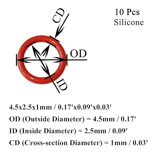 Miniatura 9 de 10 piezas Juntas tóricas de silicona rojas de 0.354 in de diámetro exterior 0.276 in ID 0.039 in de ancho, junta métrica de sellado VMQ para tapas