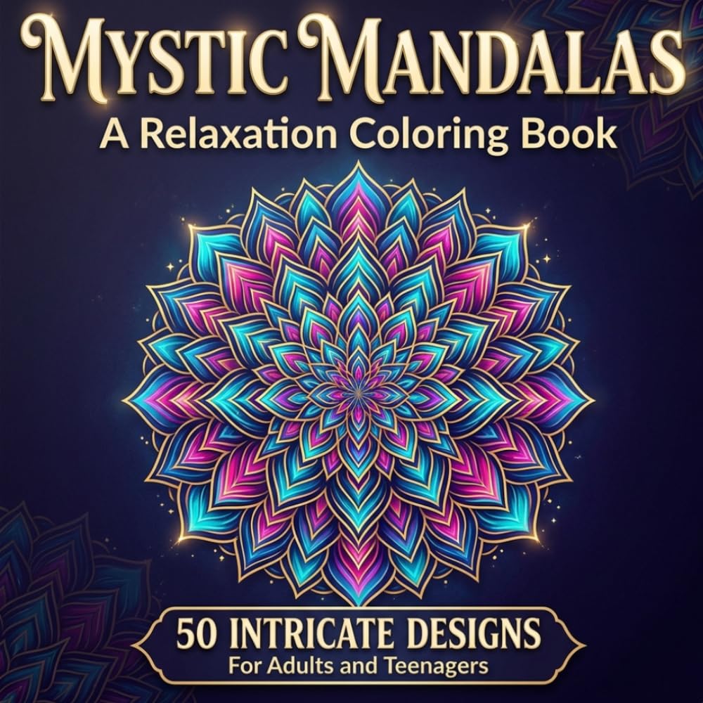 Mystic Mandalas: A Relaxation Coloring Book: 50 Intricate Designs for Adults and Teens to Unwind, Focus, and De-stress