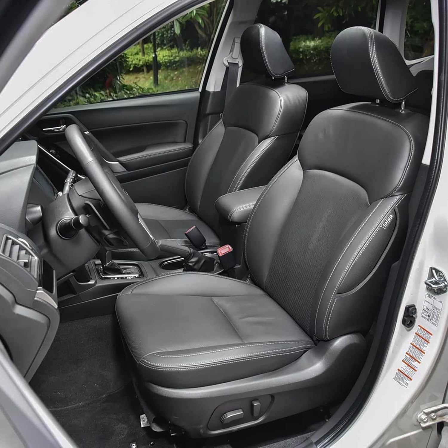 HKZ Custom Fit Seat Covers for Subaru Forester 2014 2015 2016 2017 2018,5-Seats Full Set, Leather, Waterproof, Airbag Compatible, (All Black)