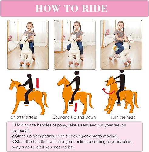 Miniatura 7 de PonyFunny Juguete de unicornio poni mecánico paseo en caballo mecánico paseo en caballo Giddy Up Cowboy! Tamaño pequeño para edades de 3 a 6 años