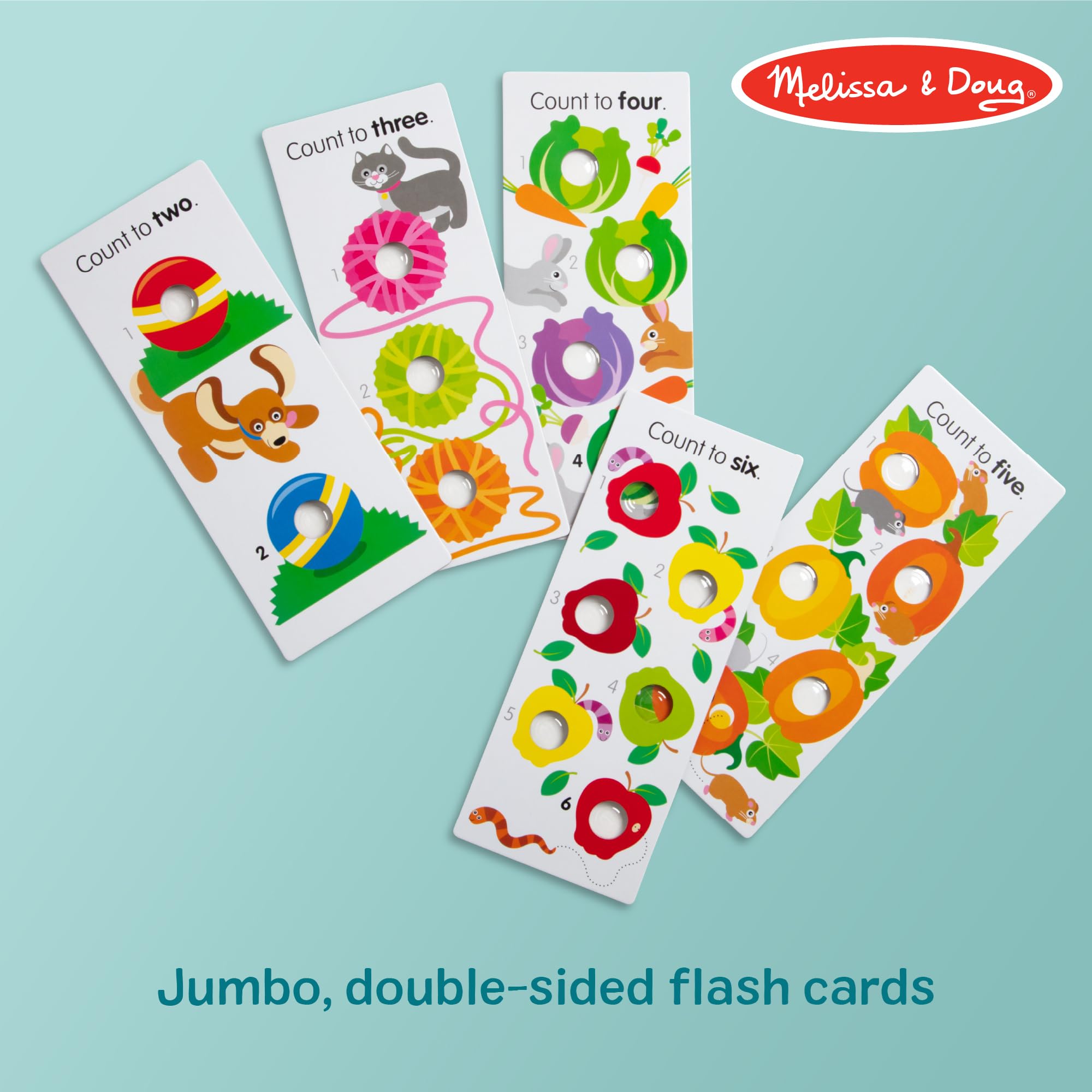 Melissa & Doug Poke-a-Dot! Tarjetas de aprendizaje gigantes, números, formas y colores, 13 tarjetas interactivas de doble cara, actividades educativas para niños pequeños y preescolares, a partir de 1