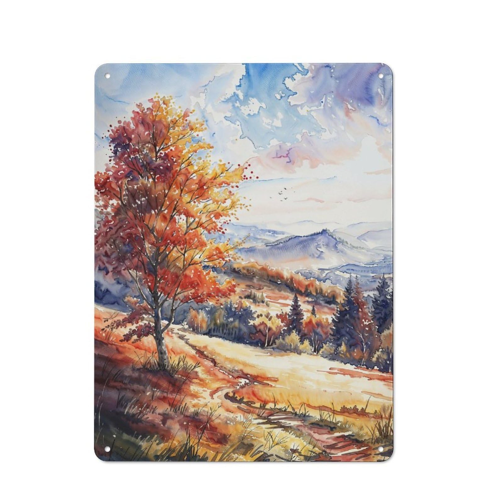 Junmoney Fiery Autumn Vista 40X30cm Retro Metal Sign With For Café Or Restaurant, For Collectors Decorating Cafés And Restaurants