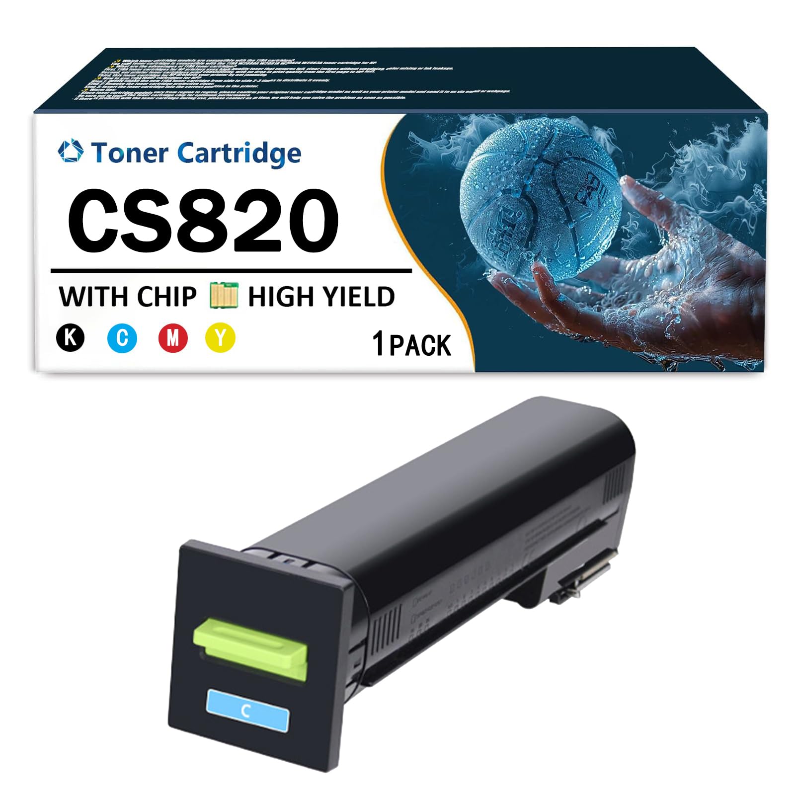 Kompatybilny z wkładami z tonerem Lexmark CS820, współpracuje z drukarkami CS820de CS820dte CS820dtfe CX820de CX820dtfe CX825de CX825dte CX825dtfe CX860de CX860dte, z chipem,Cyan-Large Yield