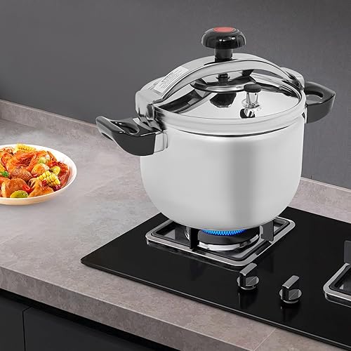 Miniatura 6 de Olla a presión de acero inoxidable de 9.5 cuartos de galón, olla a presión de cocción de vapor grande de 60 Kpa, válvulas de seguridad, compatible