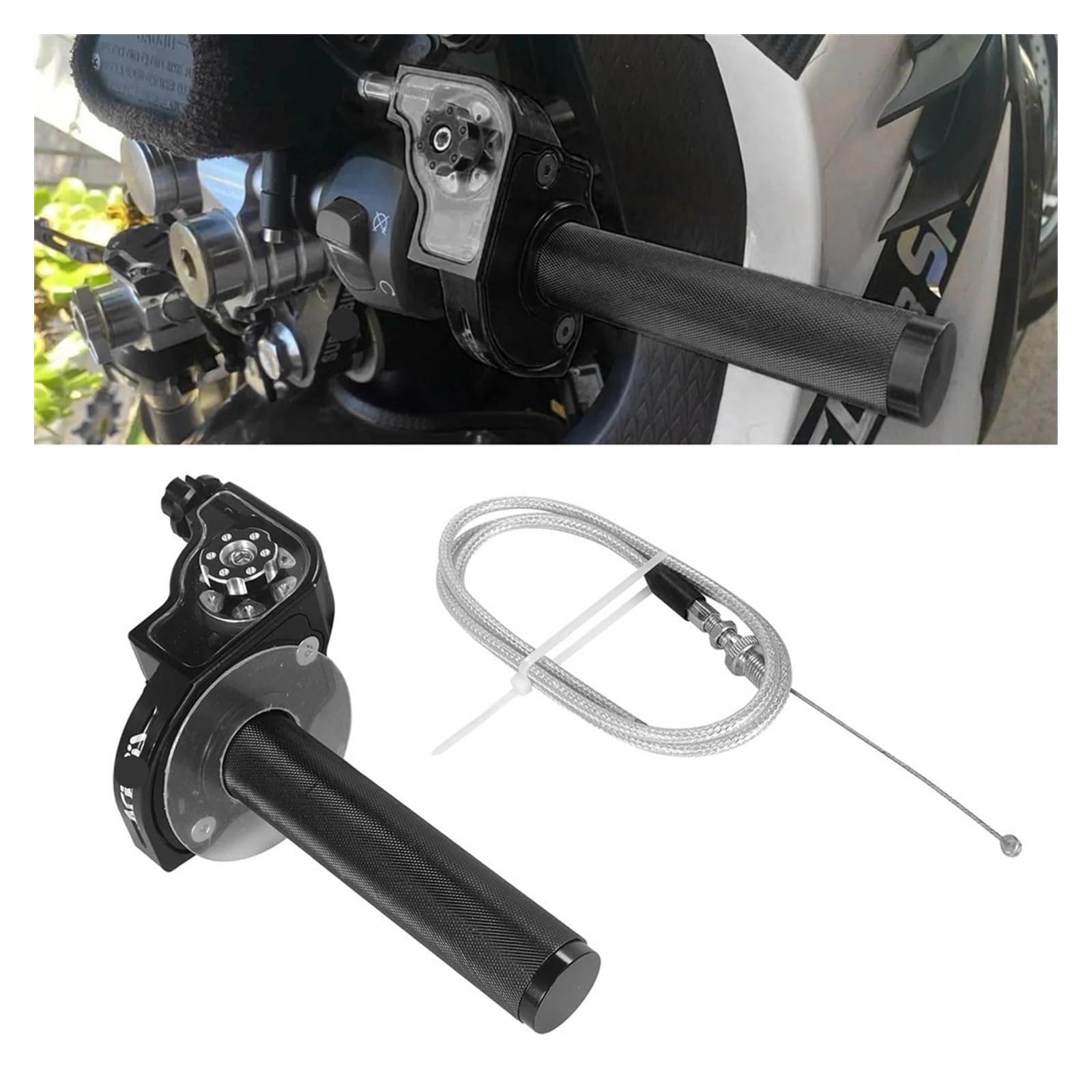 Empuñaduras Manillar Funda De Goma para Manillar De Motocicleta, Acelerador Universal, Empuñaduras Giratorias, Manillares, Motocicleta, Ciclomotor Y Scooter(Vivid Black 2)