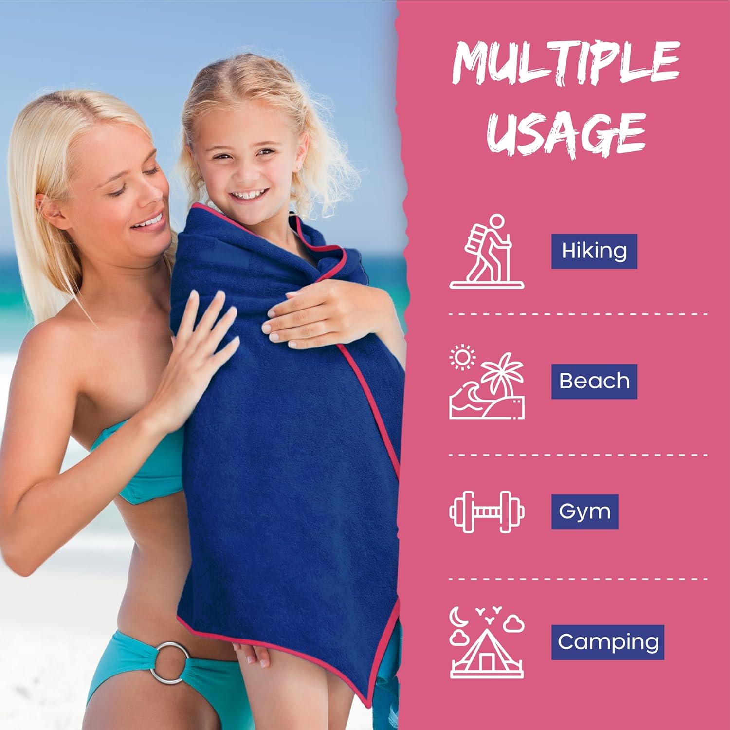 Oversized Magnetic Bath Towel Extra Large Shammy Towel for Swimmers, Quick Dry Towels for Swimmers, Bath Towel, Camping Towels Fast Drying Lightweight, Gym Shower Essential - Image 6