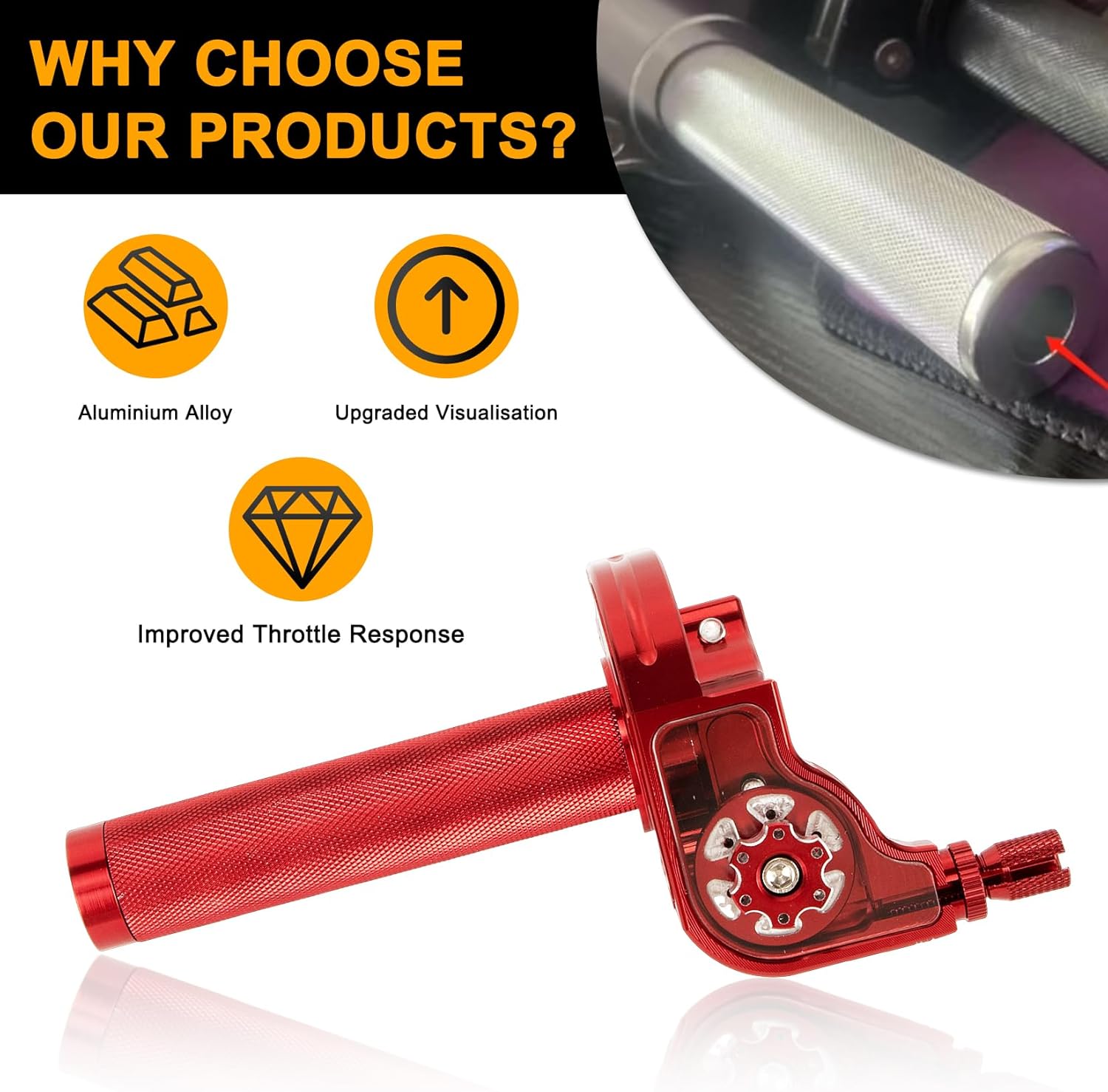 PSLER Motorcycle Throttle Assembly - 7/8" 22mm Quick Twister with Throttle Cable Compatible with Dirt Bike Pit Bike Mini Bike Motorcycle CRF KLX TTR SSR 50cc 80cc 110cc 250cc Aluminum