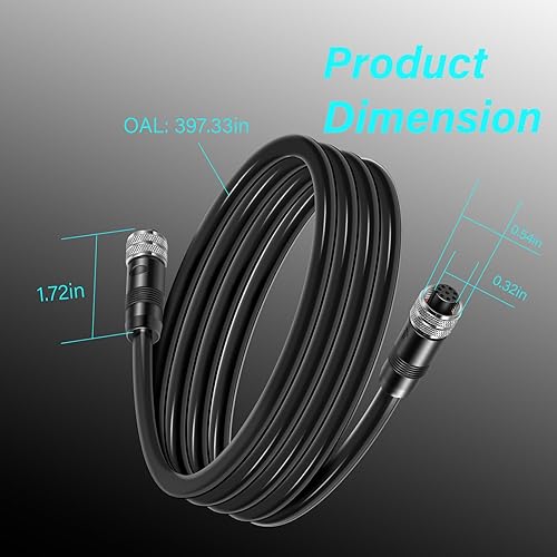 Vista 18 de 720073-6 - Cable Ethernet de 5 pies como EC 5E de repuesto para Humminbird, color negro, apto para hélice, APEX, SOLIX y Onix